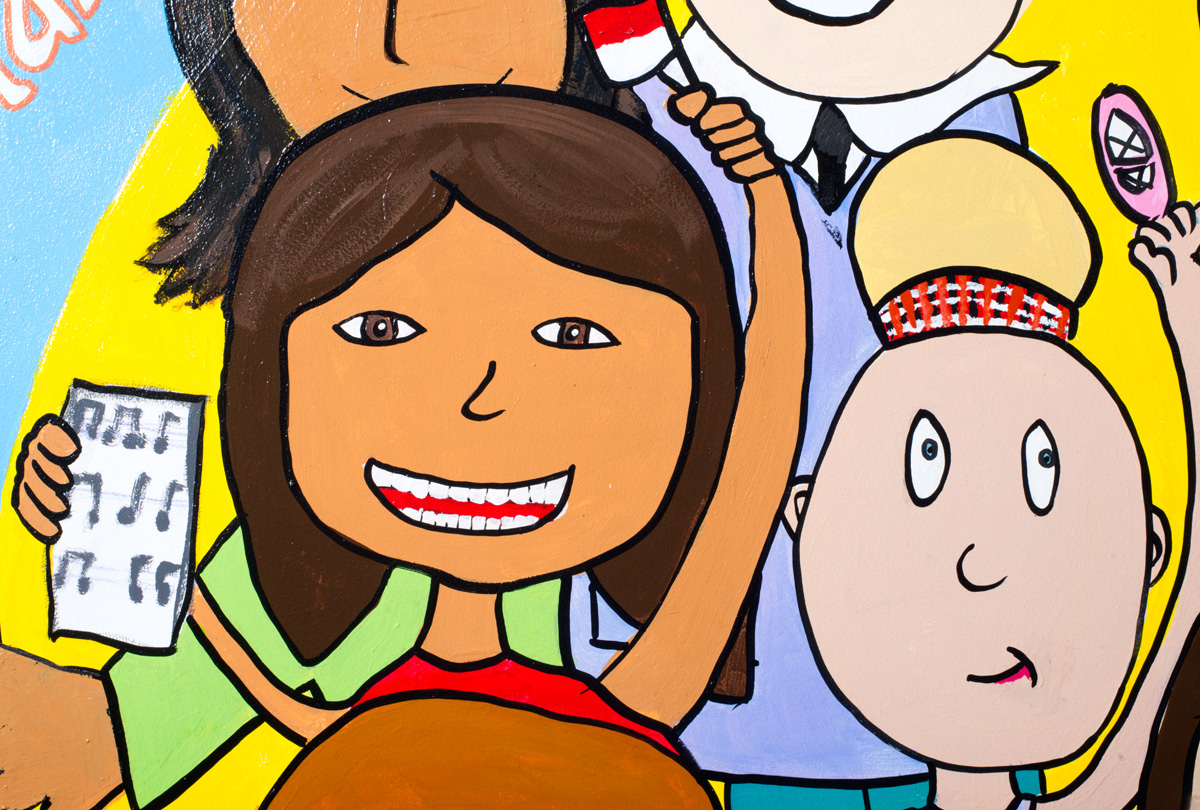 two children holding up things