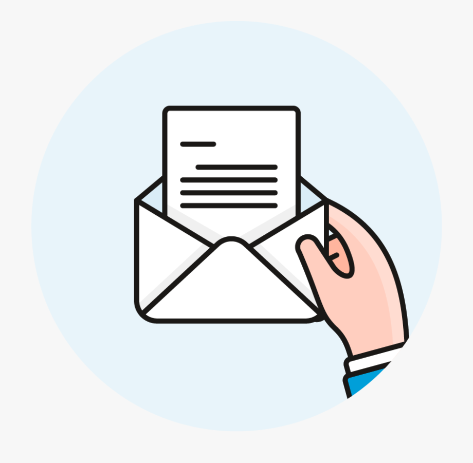 An illustration of a hand holding a letter