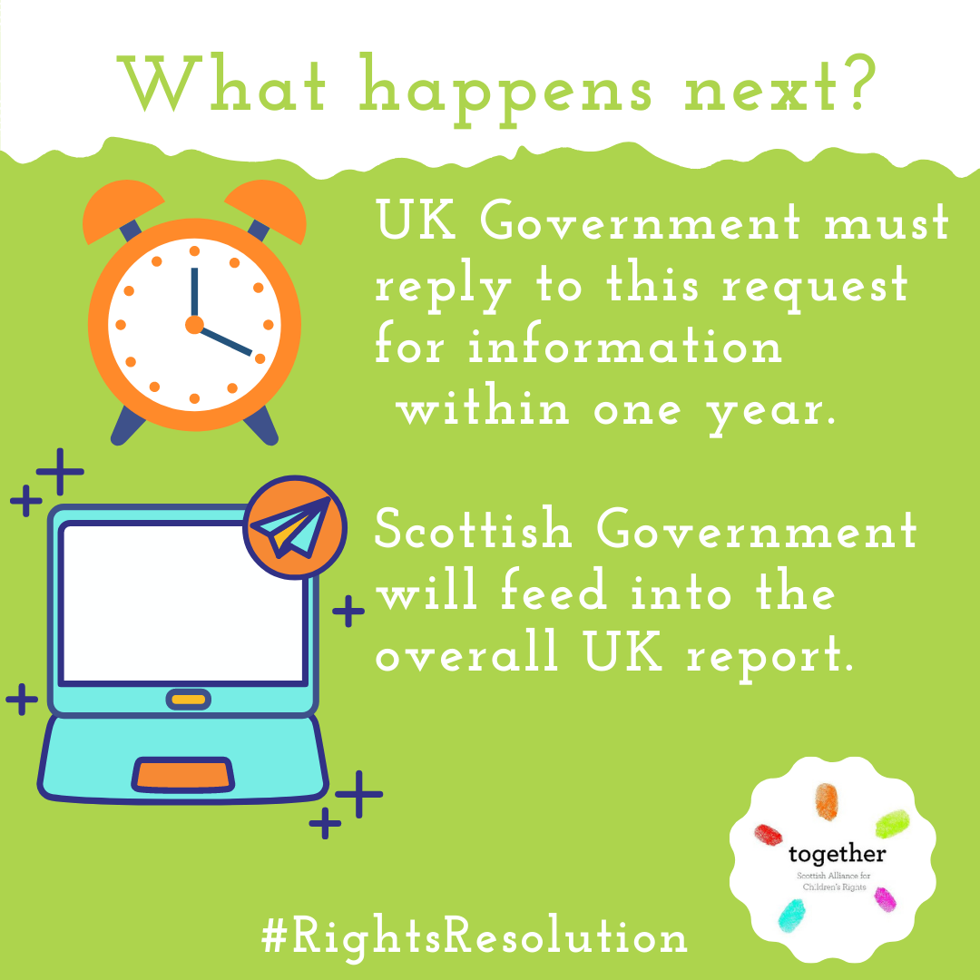 What happens next? UK Government must reply to this request for information  within one year.   Scottish Government will feed into the overall UK report.