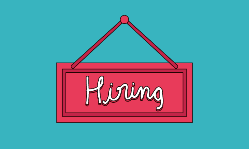 pink hiring sign
