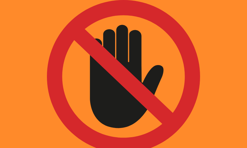 A hand in the middle and over the top is a stop sign.