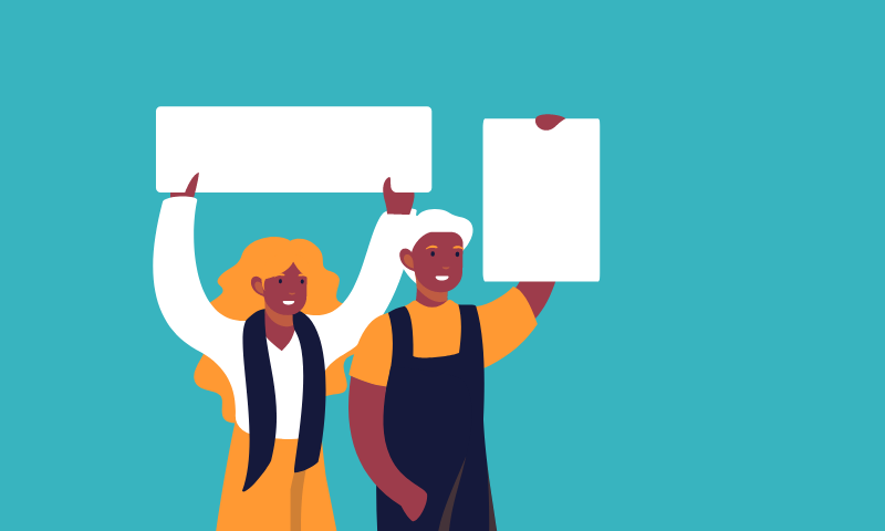 Children holding blank placard