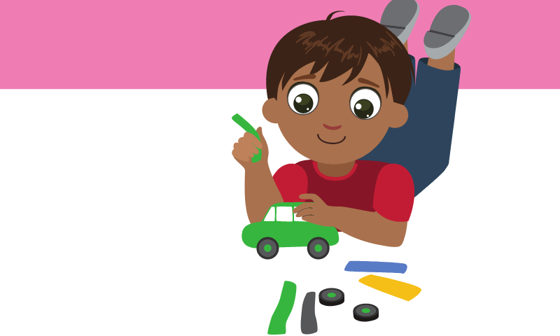 child playing with toys