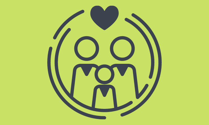 Logo for forces children showing two parents and a  child