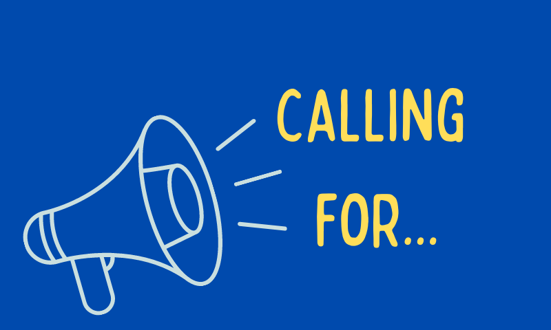 Calling for.. in text with megaphone