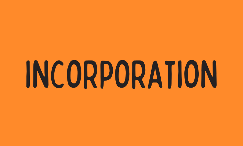 'Incorporation' with orange background colour
