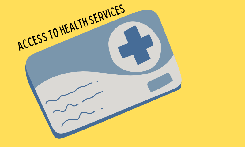 'Access to health services' written above a healthcare card