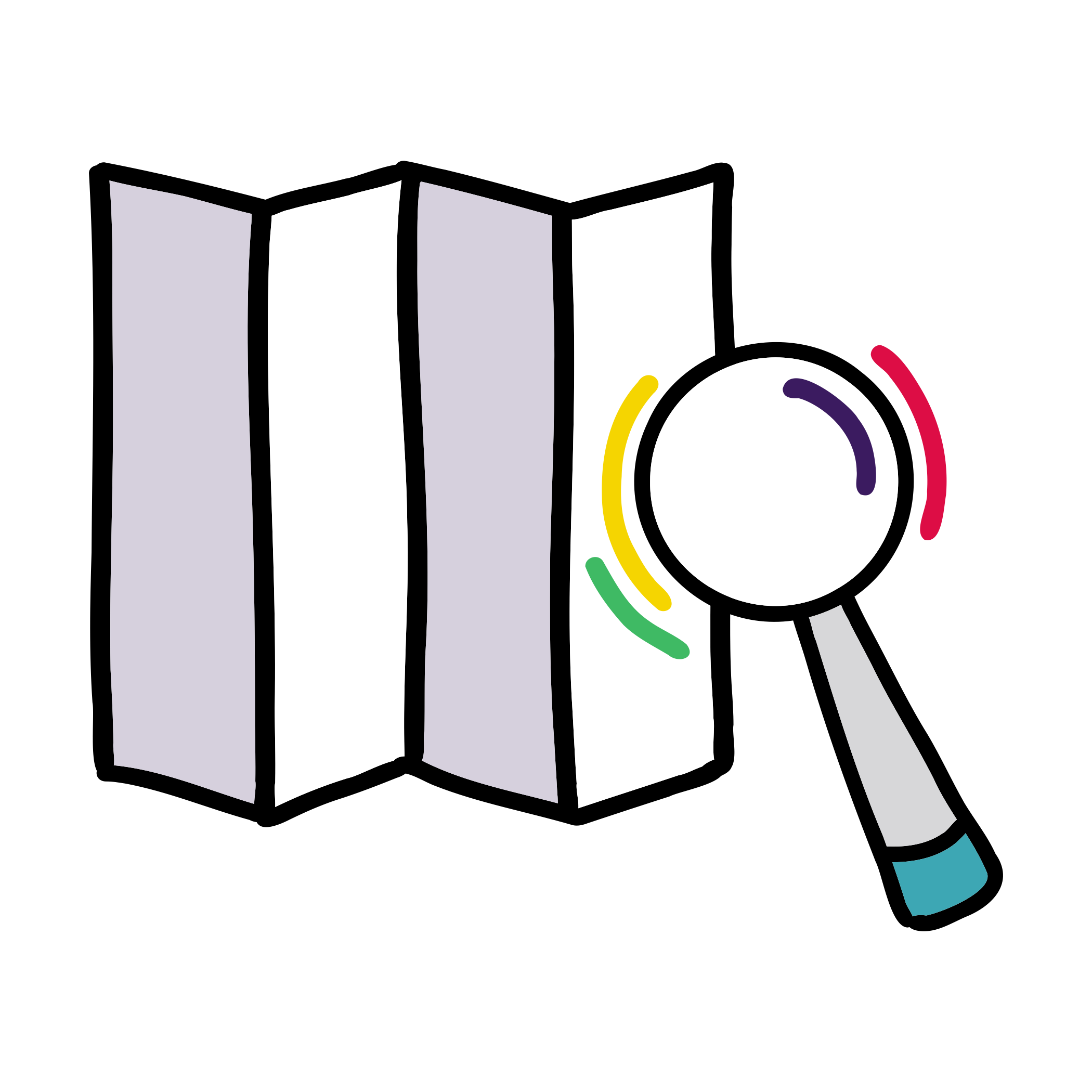 A piece of paper and a magnifying glass.